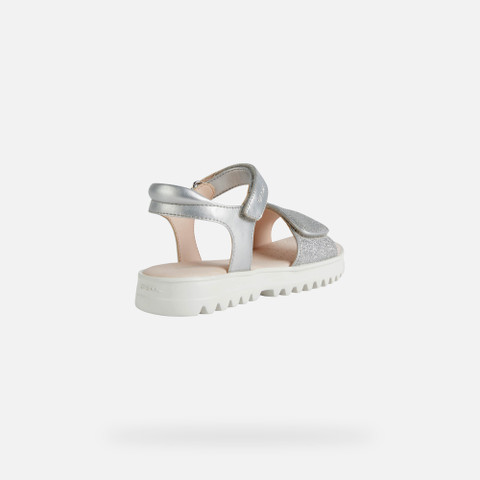 Sandals with straps SANDAL CORALIE GIRL Silver - image number 4 | GEOX