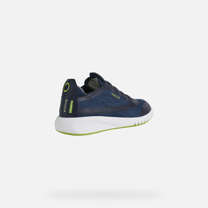 navy and lime green sneakers