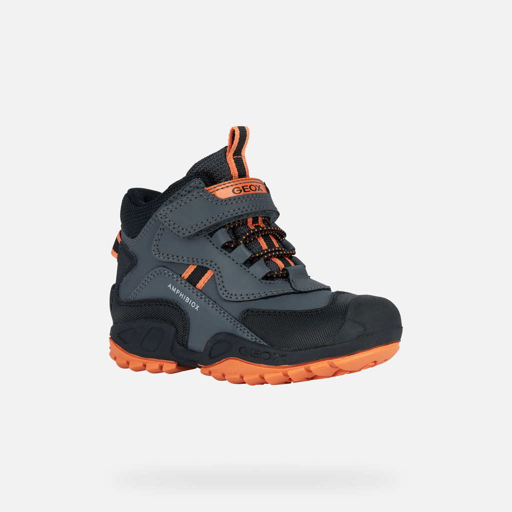 Geox NEW SAVAGE ABX BOY Dark Grey Orange waterproof shoes Geox