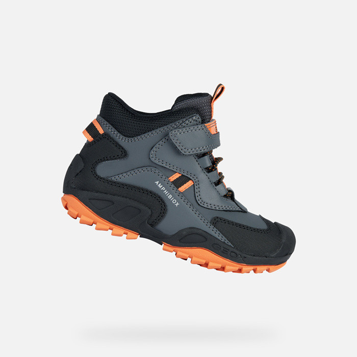 Waterproof shoes NEW SAVAGE ABX BOY Dark Grey/Orange | GEOX