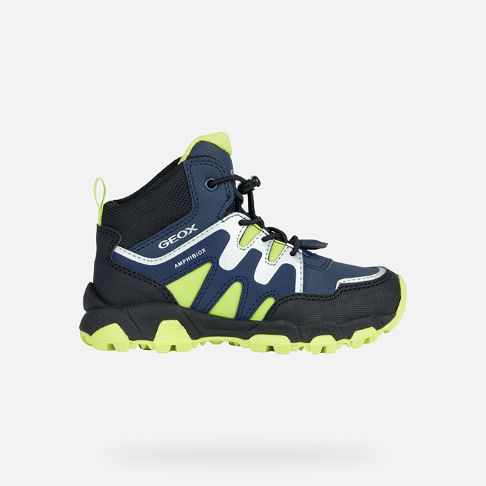 Chaussures imperméables MAGNETAR ABX JUNIOR Bleu marine/Lime | GEOX