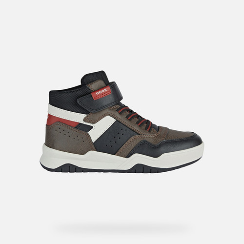 High top sneakers PERTH BOY Chocolate/Red | GEOX