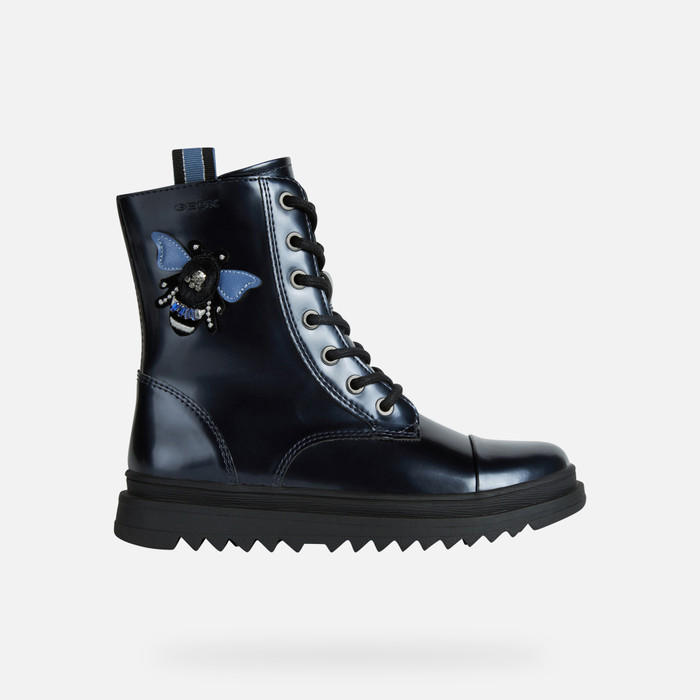 GILLYJAW: Junior Girl's Dark blue Combat Boots | Geox®