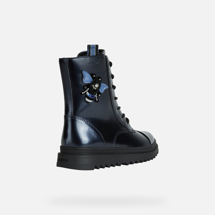 GILLYJAW: Junior Girl's Dark blue Combat Boots | Geox®