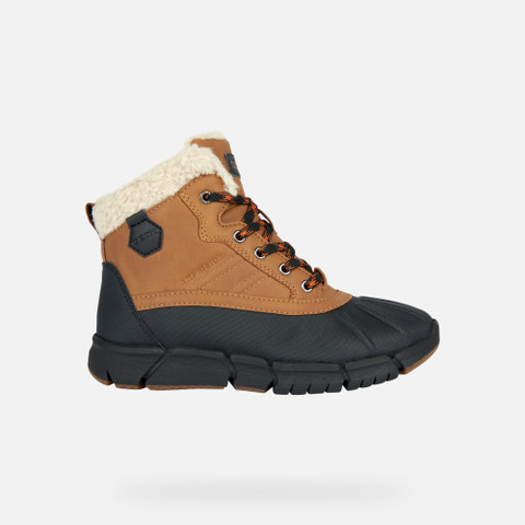 Geox® FLEXYPER B ABX: Waterproof Boots cognac Junior Boy | Geox®