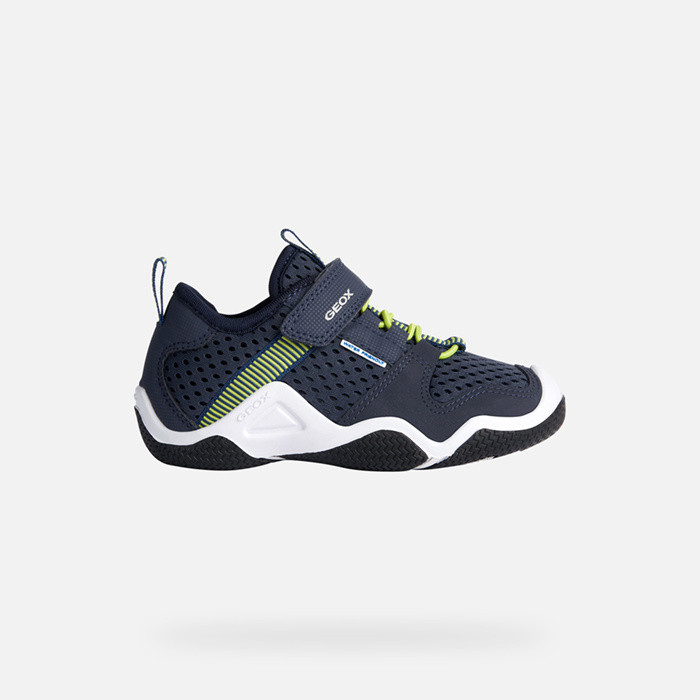 Sneakers con strappo WADER   JUNIOR Blu navy/Lime | GEOX