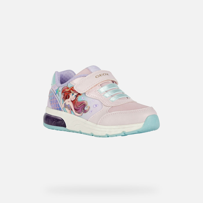 marrón gastos generales Escarpado Geox® SPACECLUB: Junior Girl's Pink Disney Princess Sneakers | Geox ®