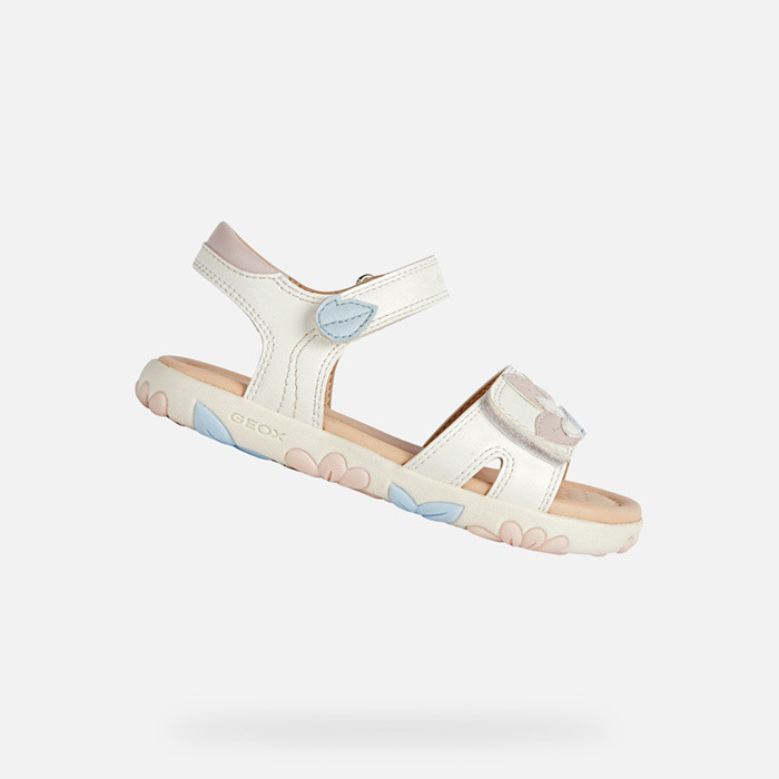 Open sandals SANDAL HAITI GIRL White/Light Rose | GEOX