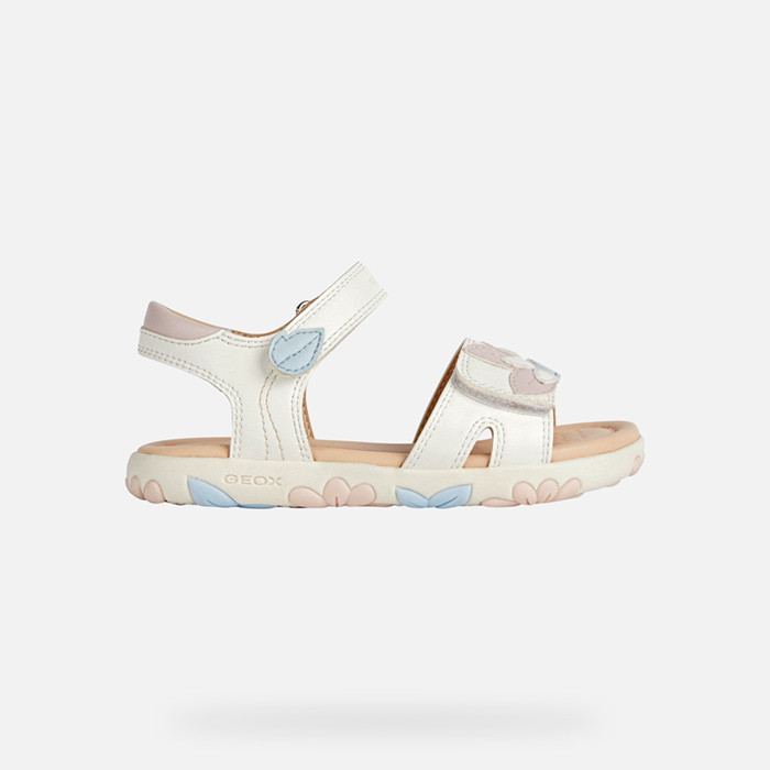 Open sandals SANDAL HAITI GIRL White/Light Rose | GEOX