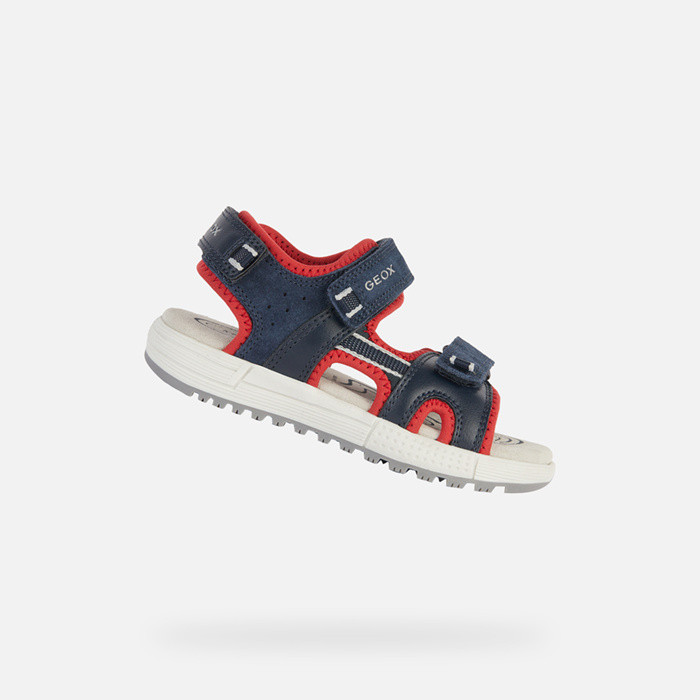 Sandals with straps SANDAL ALBEN BOY Navy/Red | GEOX
