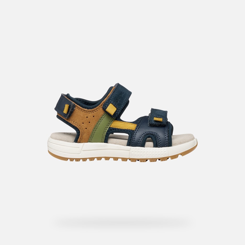 Sandals with straps SANDAL ALBEN BOY Navy/Ochre Yellow - image number 1 | GEOX