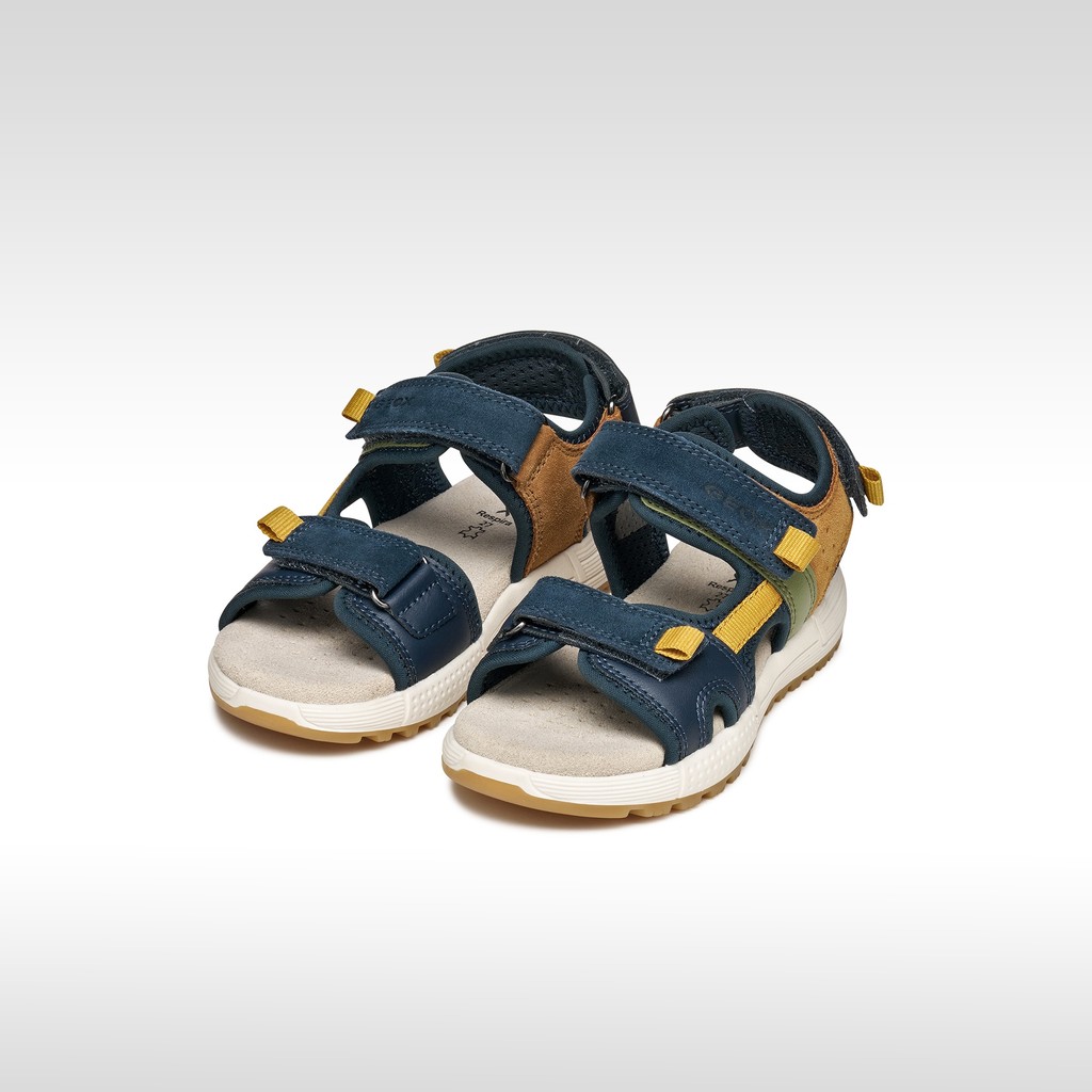 Sandals with straps SANDAL ALBEN BOY Navy/Ochre Yellow - image number 1 | GEOX