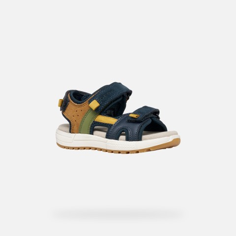 Sandals with straps SANDAL ALBEN BOY Navy/Ochre Yellow - image number 2 | GEOX