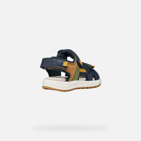 Sandals with straps SANDAL ALBEN BOY Navy/Ochre Yellow - image number 4 | GEOX