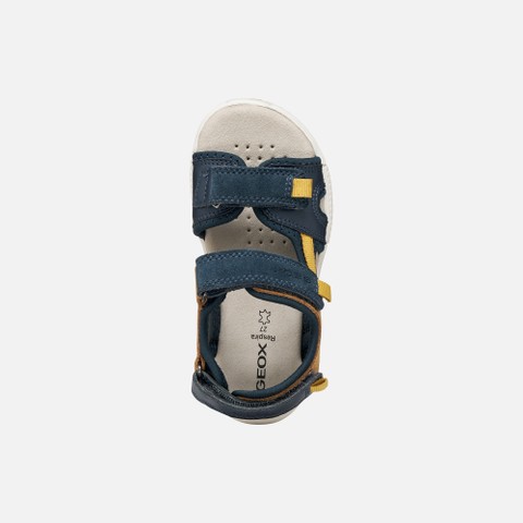 Sandals with straps SANDAL ALBEN BOY Navy/Ochre Yellow - image number 5 | GEOX