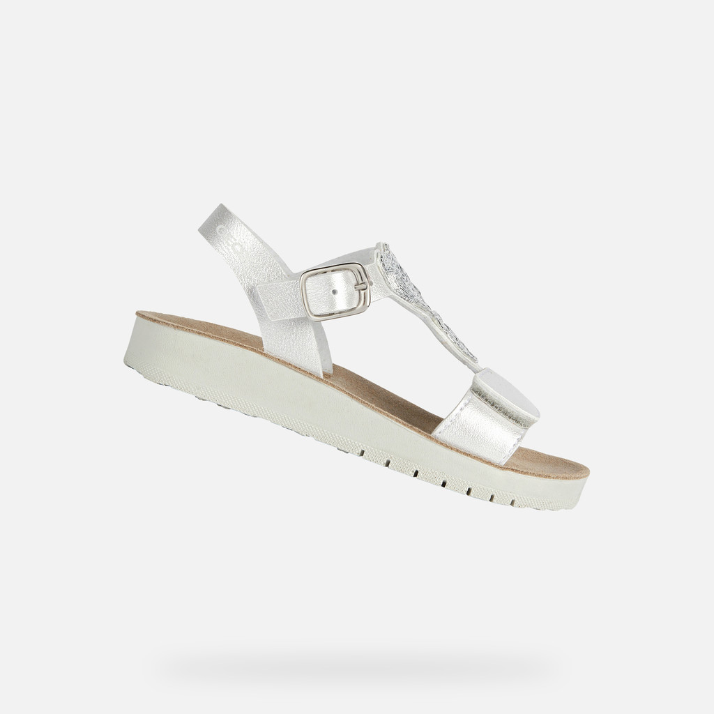 Geox® SANDAL COSTAREI: Junior Girl's Silver Open Sandals | Geox ...