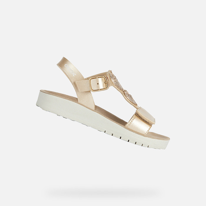 Open sandals SANDAL COSTAREI GIRL Light Gold | GEOX
