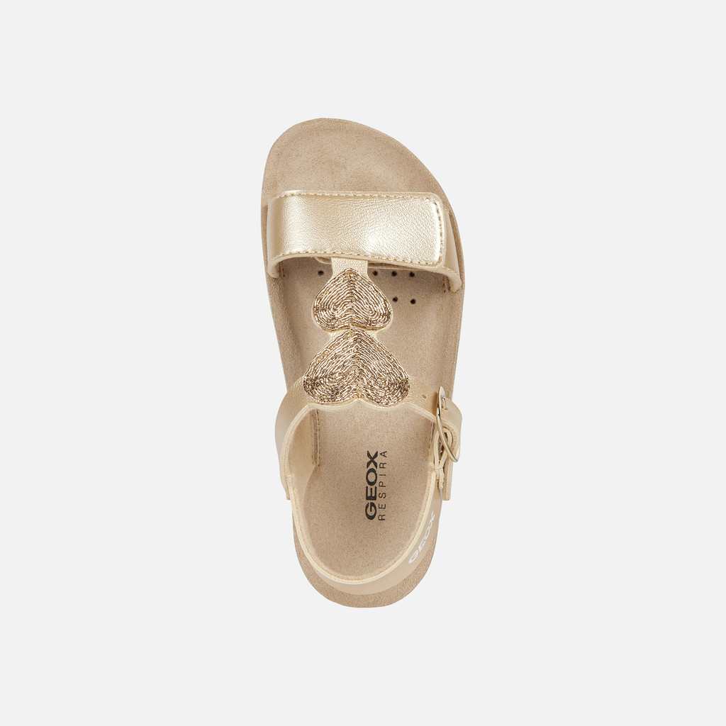 Geox SANDAL COSTAREI Junior Girl s Gold Open Sandals Geox