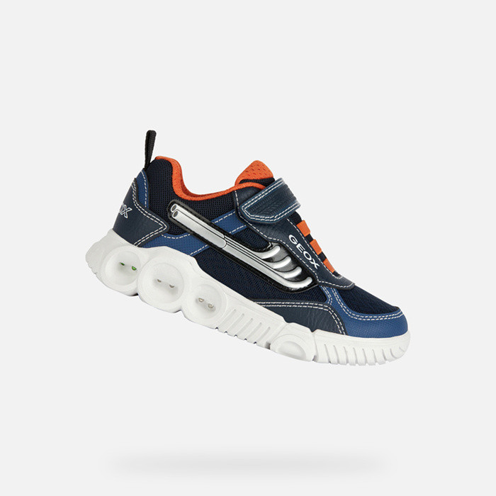 Chaussures avec lumières WROOM GARÇON Bleu marine/Orange | GEOX