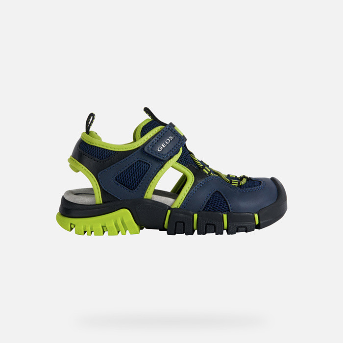 Closed toe sandals SANDAL DYNOMIX BOY Navy/Lime | GEOX