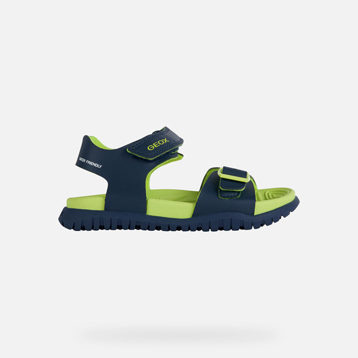 Open sandals SANDAL FUSBETTO   JUNIOR Navy/Lime | GEOX