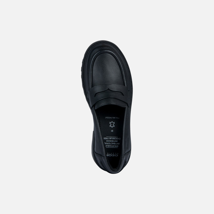 Geox® CASEY C: Leather Loafers black Junior Girl | Geox® UNIFORM