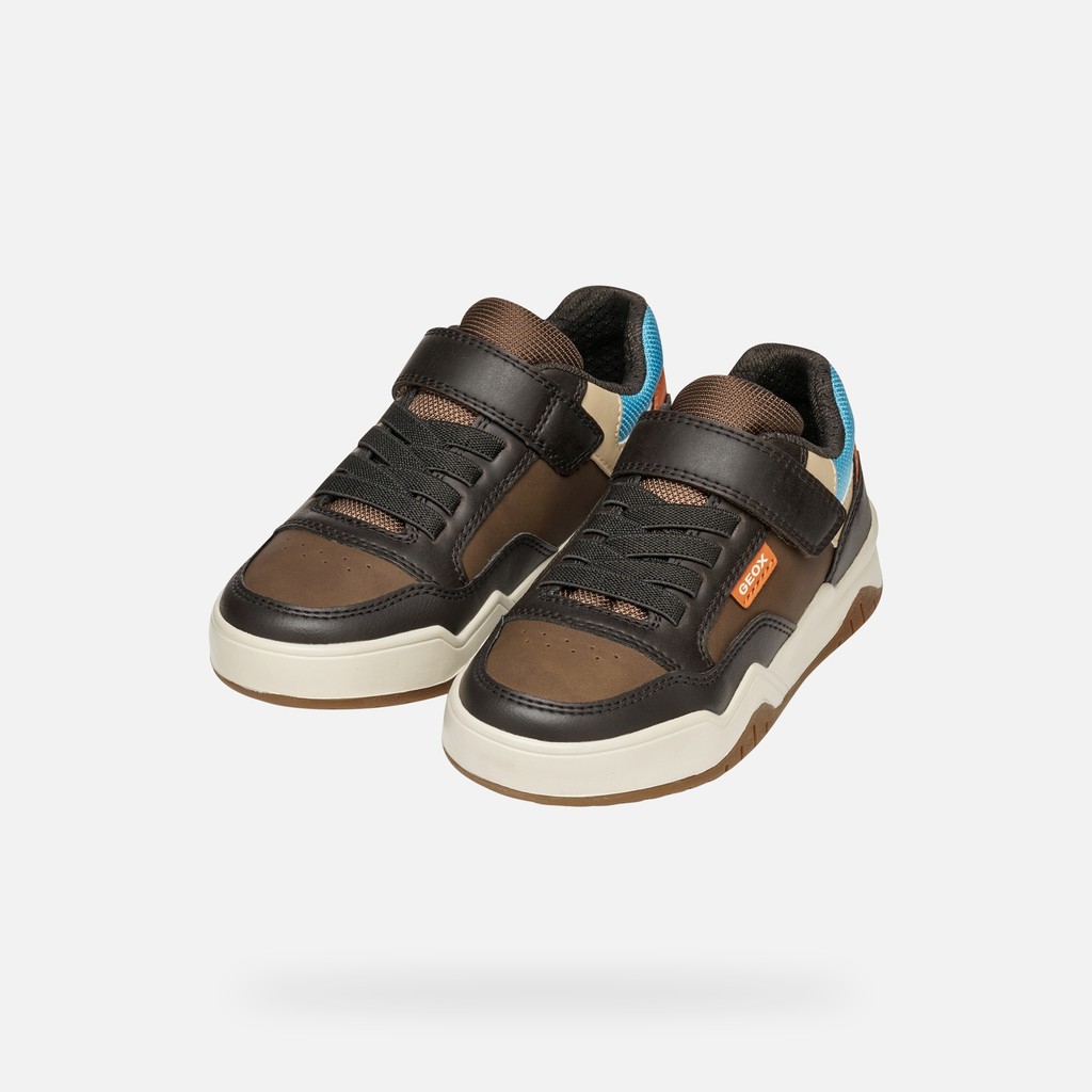 Low top sneakers PERTH BOY Brown/Light Blue - image number 7 | GEOX