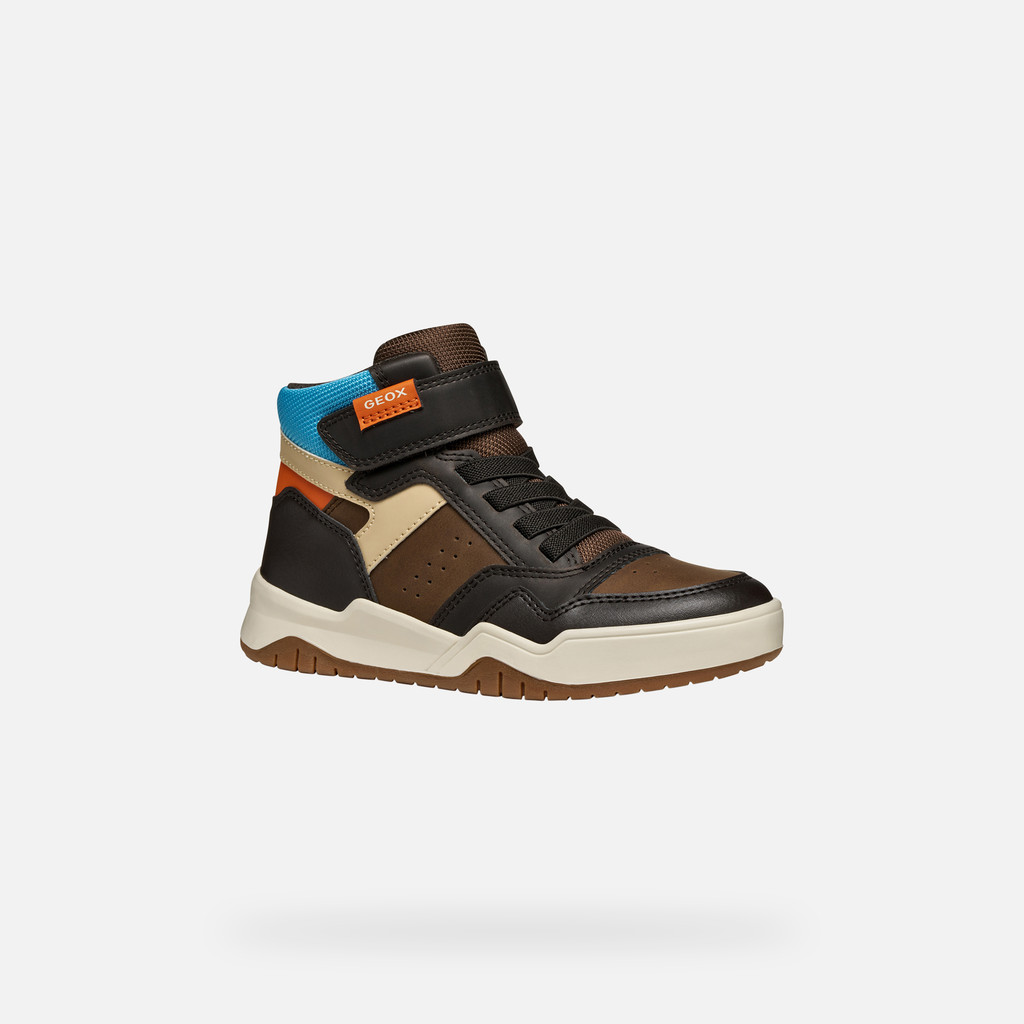 High top sneakers PERTH BOY Brown/Light Blue - image number 2 | GEOX
