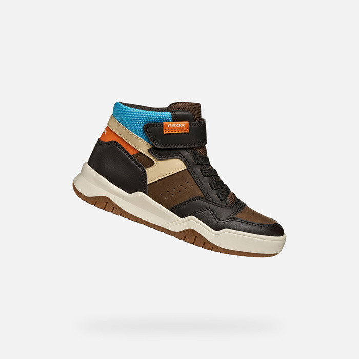 High top sneakers PERTH BOY Brown/Light Blue | GEOX