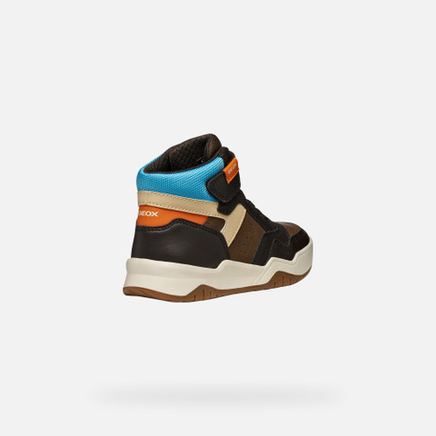 High top sneakers PERTH BOY Brown/Light Blue - image number 4 | GEOX