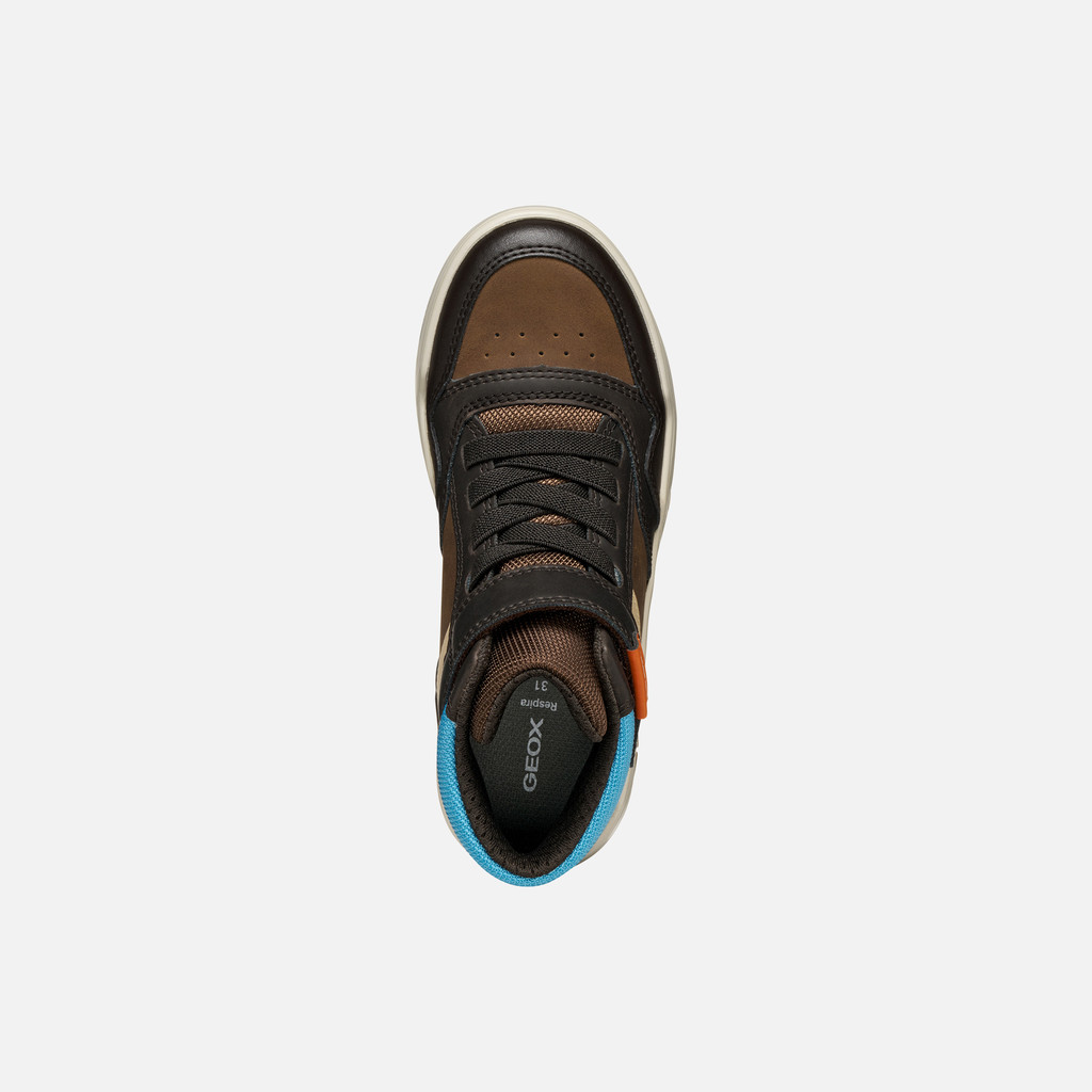 High top sneakers PERTH BOY Brown/Light Blue - image number 5 | GEOX
