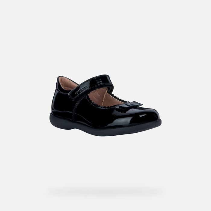 Geox® NAIMARA: Junior Girl's black Leather Ballerina Flats | Geox®