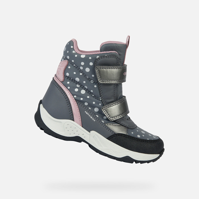 Waterproof boots SENTIERO ABX GIRL Dark Grey/Pink | GEOX