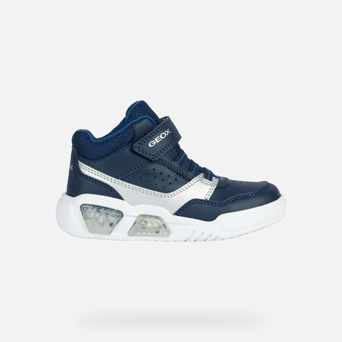 Shoes with lights ILLUMINUS JUNIOR Navy/Silver | GEOX