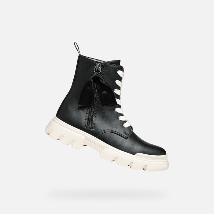 Ankle boots with laces JUNETTE GIRL Black/Milk | GEOX