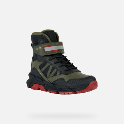 waterproof boots FLEXYPER PLUS ABX BOY Military/Red - image number 2 | GEOX