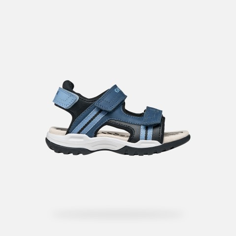 Sandals with straps BOREALIS BOY Denim/Black - image number 1 | GEOX