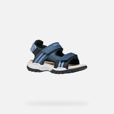 Sandals with straps BOREALIS BOY Denim/Black - image number 2 | GEOX