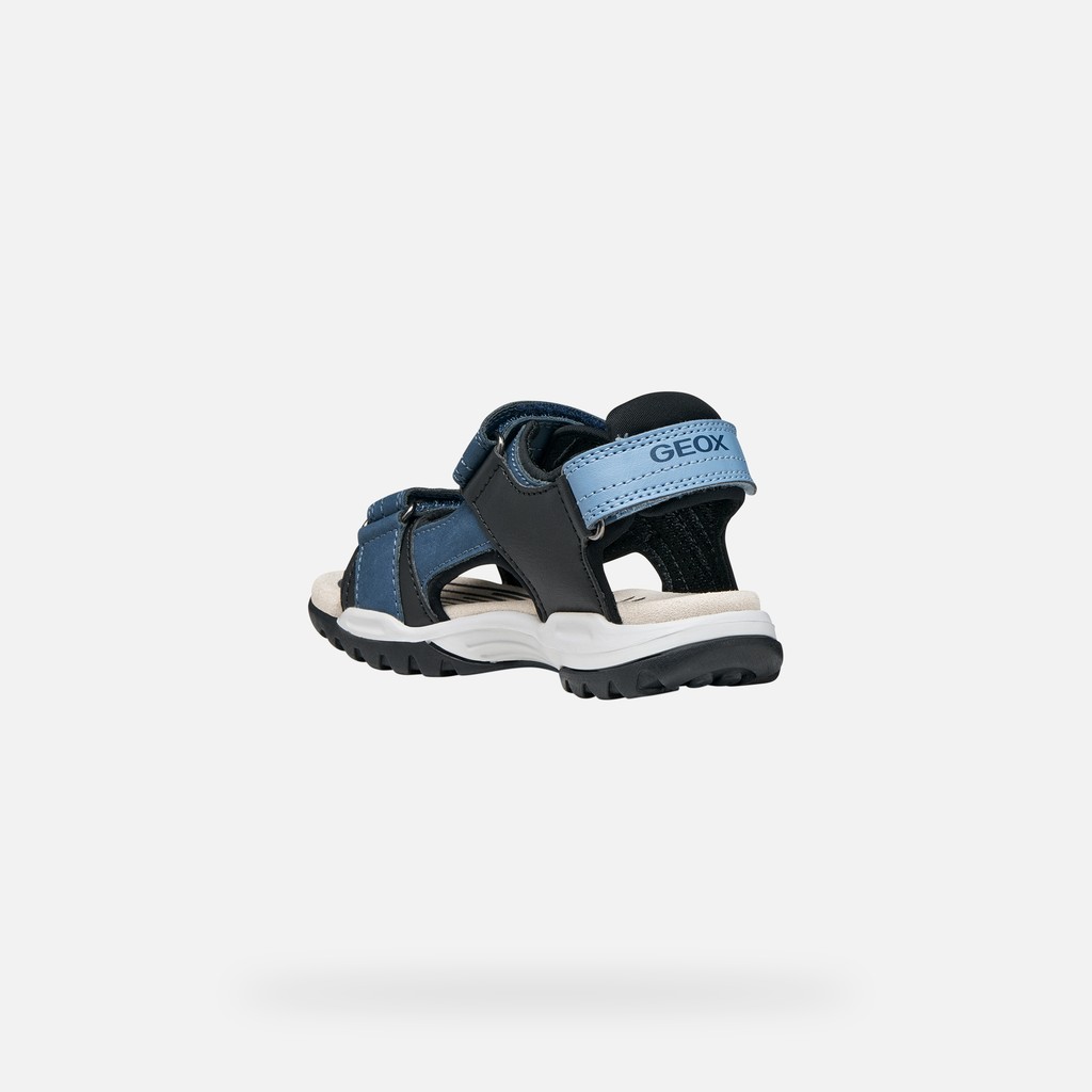 Sandals with straps BOREALIS BOY Denim/Black - image number 3 | GEOX