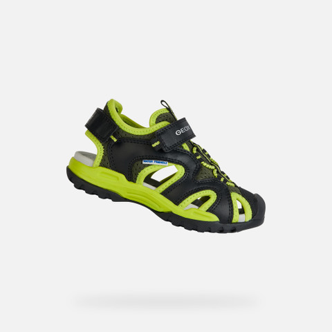 closed toe sandals BOREALIS BOY Black/Lime - image number 0 | GEOX