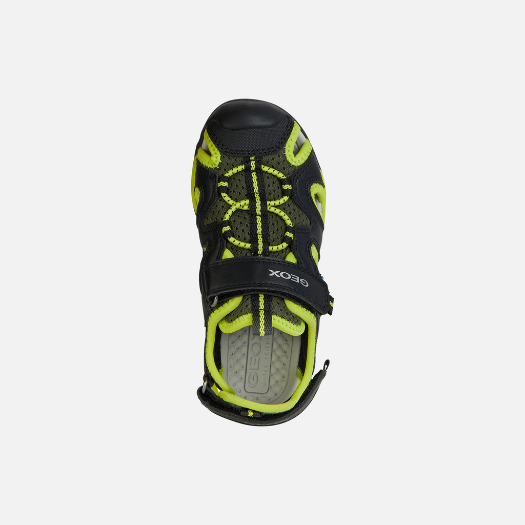 Geox Borealis Sandals Little Boy Black Lime 3.5