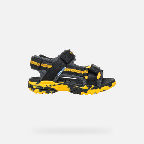 Sandals with straps BOREALIS JUNIOR Black/Yellow - image number 1 | GEOX