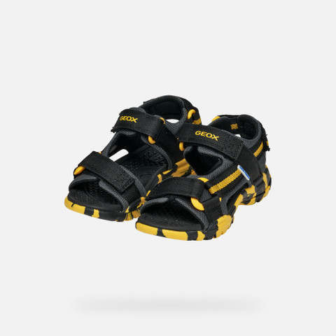 Sandals with straps BOREALIS JUNIOR Black/Yellow - image number 7 | GEOX