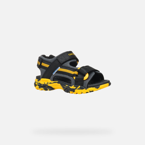 Sandals with straps BOREALIS JUNIOR Black/Yellow - image number 2 | GEOX