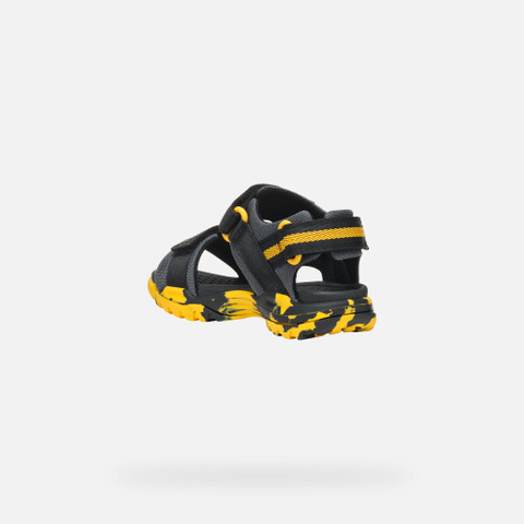 Sandals with straps BOREALIS JUNIOR Black/Yellow - image number 3 | GEOX