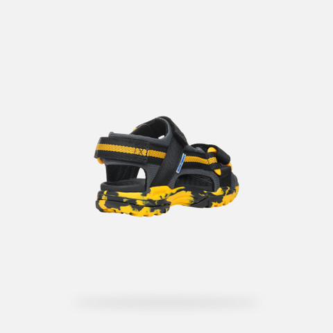 Sandals with straps BOREALIS JUNIOR Black/Yellow - image number 4 | GEOX