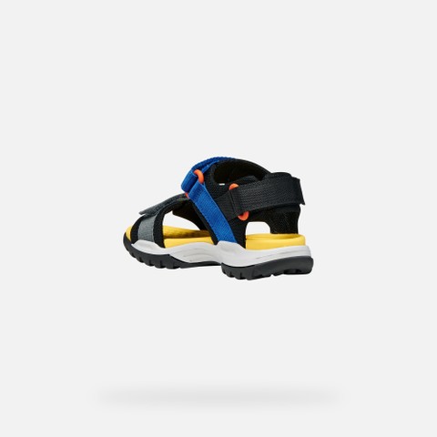Sandals with straps BOREALIS   JUNIOR Black/Royal - image number 3 | GEOX