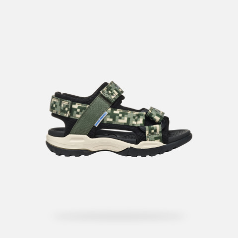 Sandals with straps BOREALIS JUNIOR Dark Green/Black - image number 1 | GEOX