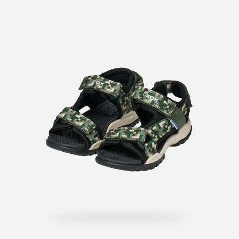 Sandals with straps BOREALIS JUNIOR Dark Green/Black - image number 7 | GEOX