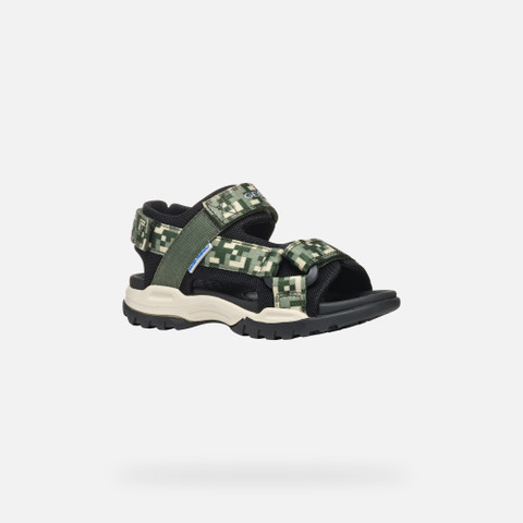 Sandals with straps BOREALIS JUNIOR Dark Green/Black - image number 2 | GEOX
